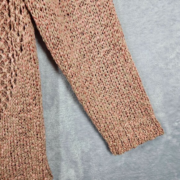 Maurices Sweater Tunic Womens XL  Pink Tan Ribbon loose knit Layer Hippie boho - Picture 3 of 9